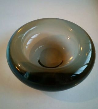 Vintage Holmgaard Danish Studio Glass Bowl Per Lutken Signed C.  1960