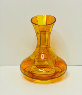 Unique Vtg Orange Art Glass Vase W - Gold Accent/eclectic Boho/mid - Century