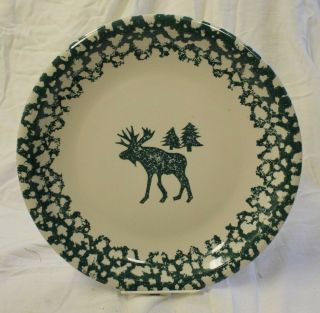 Tienshan Moose Country Round Platter Chop Plate 12” Stoneware Folk Craft