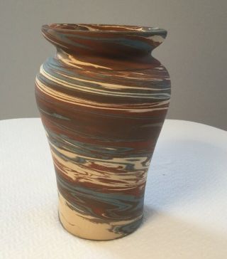 Antique Niloak Mission Swirl Pottery Vase - 5 1/2 " 2nd Art Mark -