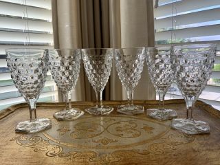 Vintage Set Of 6 Fostoria American Whitehall Clear Footed Wine Glass Goblets