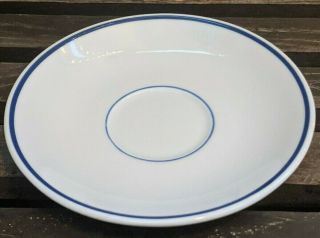 Set Of 2 Apilco France Porcelain White Tea Salad Plates With Blue Trim