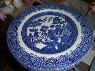 Blue Willow 10 1/4 " Dinner Plate By Churchill Potteries England/excellent Cond