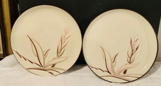 Winfield Ware China Pottery Dinner Plates (2) Dragon Flower Pink Santa Monica Ca