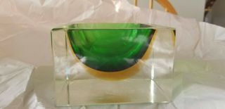 Vintage Murano Green And Gold Ash Tray