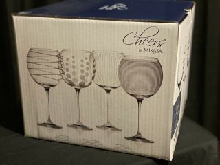 Mikasa CHEERS Crystal Balloon Stem Wine Glasses - Set of 4 Brand 2