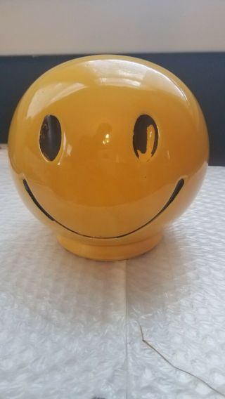 Vintage 1971 Mccoy Pottery Smiley Face Bank Yellow 6.  5 " Mid - Century Modern