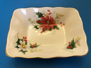 Vintage Royal Albert Poinsettia Trinket Dish Bowl Christmas 5 " X3.  75 " X1.  25 "