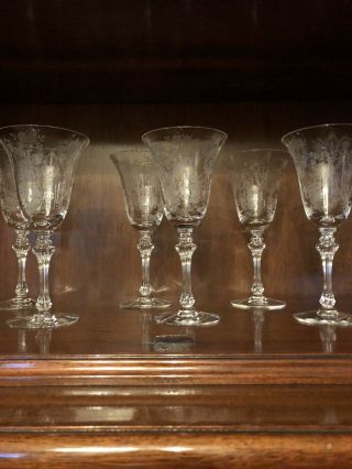 Vintage Acid Etched Wine Glasses,  Set Of 6,  Vintage 1930/40’s