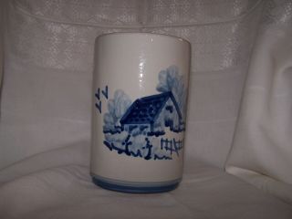 Louisville Stoneware - Utensil Crock - Pottery Gray & Blue 2