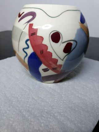Glazed Ceramic Artist Signed Vase One Of A Kind Abstract Heart