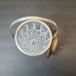 Vintage Lead Crystal Biscuit Jar Ice Bucket with Silver Plated Lid & Handle 3