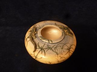 Russian Art Pottery Low Vase W/ 2 Alligator 672 - 13