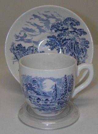 Enoch Wedgwood China Countryside Blue Demitasse Flat Cup/saucer Dinnerware.