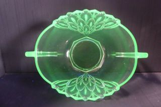 Vintage Uranium Green Pressed Glass Bowl Art Deco Depression