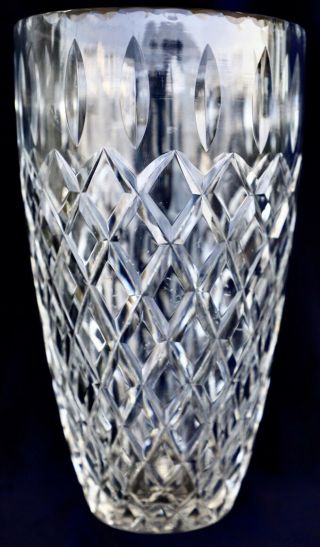 Vintage Retro Diamond Cut Crystal Vase 25 Cm 2.  4kg