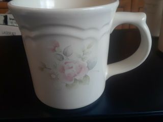 Pfaltzgraff Tea Rose 3 - 3/4 " Tall Coffee Tea Set Of 2 Mugs 12 Oz Pink Blue Usa