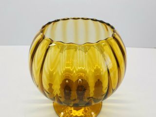 Vintage Italian Empoli Optic Amber Glass Round Brandy Snifter/Vase 6.  5 