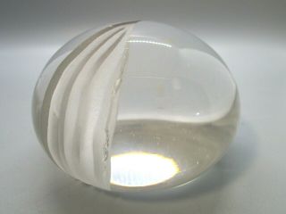 Vintage Signed Art Glass Paperweight By Jim & Renee Engebretson Clear Sculpted
