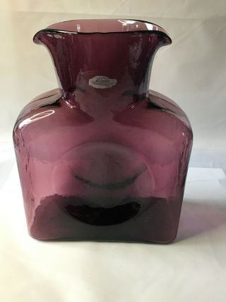 Blenko Amethyst Color Double Spout Glass Vase 384 Pitcher Hand Crafted Bottle 2