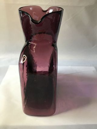 Blenko Amethyst Color Double Spout Glass Vase 384 Pitcher Hand Crafted Bottle 3