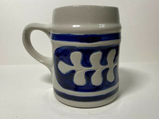 Williamsburg Approved Souvenir Mug Stoneware Salt Glaze Pottery Cobalt Colonial