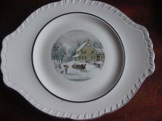American Limoges 12 3/4 Inch Platter,  Currier And Ives Winter Scenes,