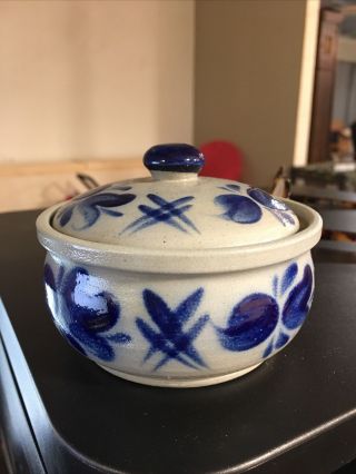 M Schilz Sugar Bowl W/lid Salt Glaze Pottery Stoneware Germany