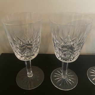 Set Of 2 Lismore Pattern Waterford Crystal Claret Wine Glasses 5 7/8 "