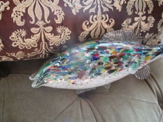 Vintage And Rare Bohemia Crystal Glass Very Large And Heavy Fish W/great Price