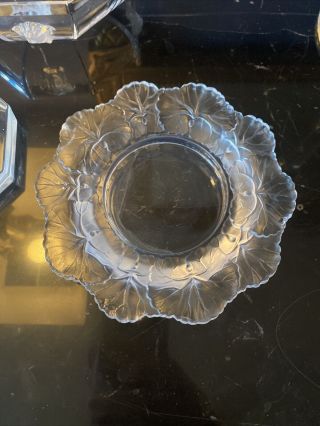 Lalique Honfleur Frosted Crystal Dish 6 " Diameter Candy Or Soap Dish.