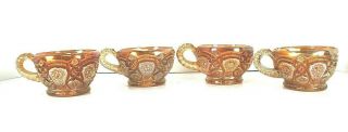 Imperial Marigold Carnival Glass Punch Cups Set Of Four 1910 Antique