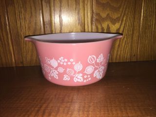 Vintage Pyrex Pink Gooseberry 473 Casserole Bowl 1 Qt