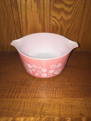 Vintage Pyrex Pink Gooseberry 473 Casserole Bowl 1 qt 3