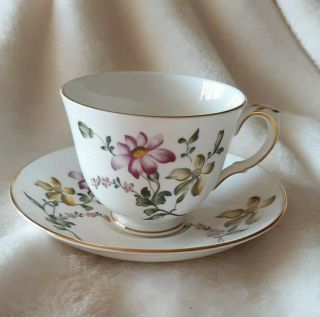 Fine Bone China Crown Staffordshire England Pink And Yellow Floral Tea Cup