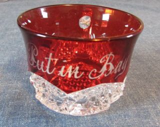 Vintage Put - In - Bay Ohio Ruby Flashed & Pressed Glass Handled Cup