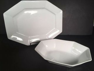 Harmony House White China Octagonal Platter And Serving Bowl