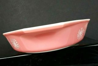 Vintage Pyrex Pink Daisy Divided Dish With Lid Cinderella Oval 3