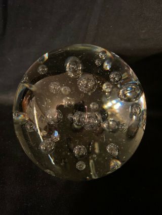 Vintage Glass Paperweight With Controlled Bubbles Clear