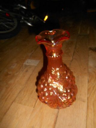Antique Vintage Imperial Carnival Glass Marigold Grape Decanter Vase