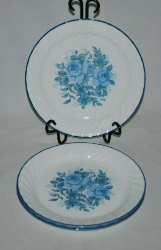 Set Of 4 Corelle Blue Velvet 9 Inch Luncheon Plates - Discontinued Pattern