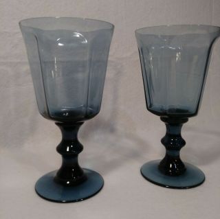Vintage Lenox Cobalt Dark Blue Wine Goblets Set Of 2 Pair 6 - 3/4 X 3 - 3/4 Usa