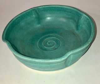 Vintage Studio Pottery Bowl Matte Blue - Green Signed Taylor