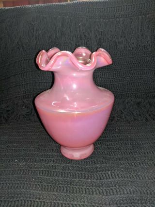 Fenton Glass Pink Carnival Vase Rare