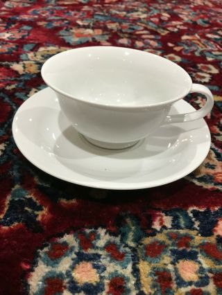 Pottery Barn White China Tea Cups With Matching Saucers