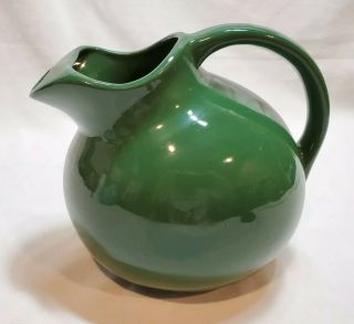 Vintage 7 " Green Ball Water Pitcher With Ice Lip Made In Usa
