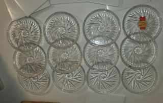 Set of 12 Vintage Glass Anna Hutte Bleikristall German Lead Crystal Coasters 2