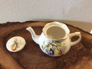 Vtg Arthur Wood & Son Porcelain Tea Pot 6365 Fruit Staffordshire England Pear