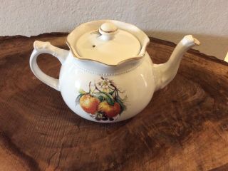 Vtg ARTHUR WOOD & SON Porcelain Tea Pot 6365 Fruit Staffordshire England Pear 3