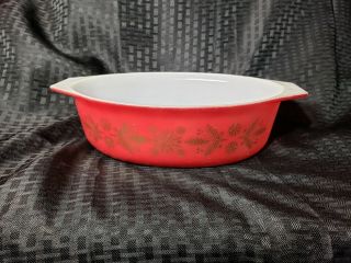 Vintage Pyrex Golden Poinsettia Red Oval Casserole Dish 045 Retro Vtg Baking Vtg